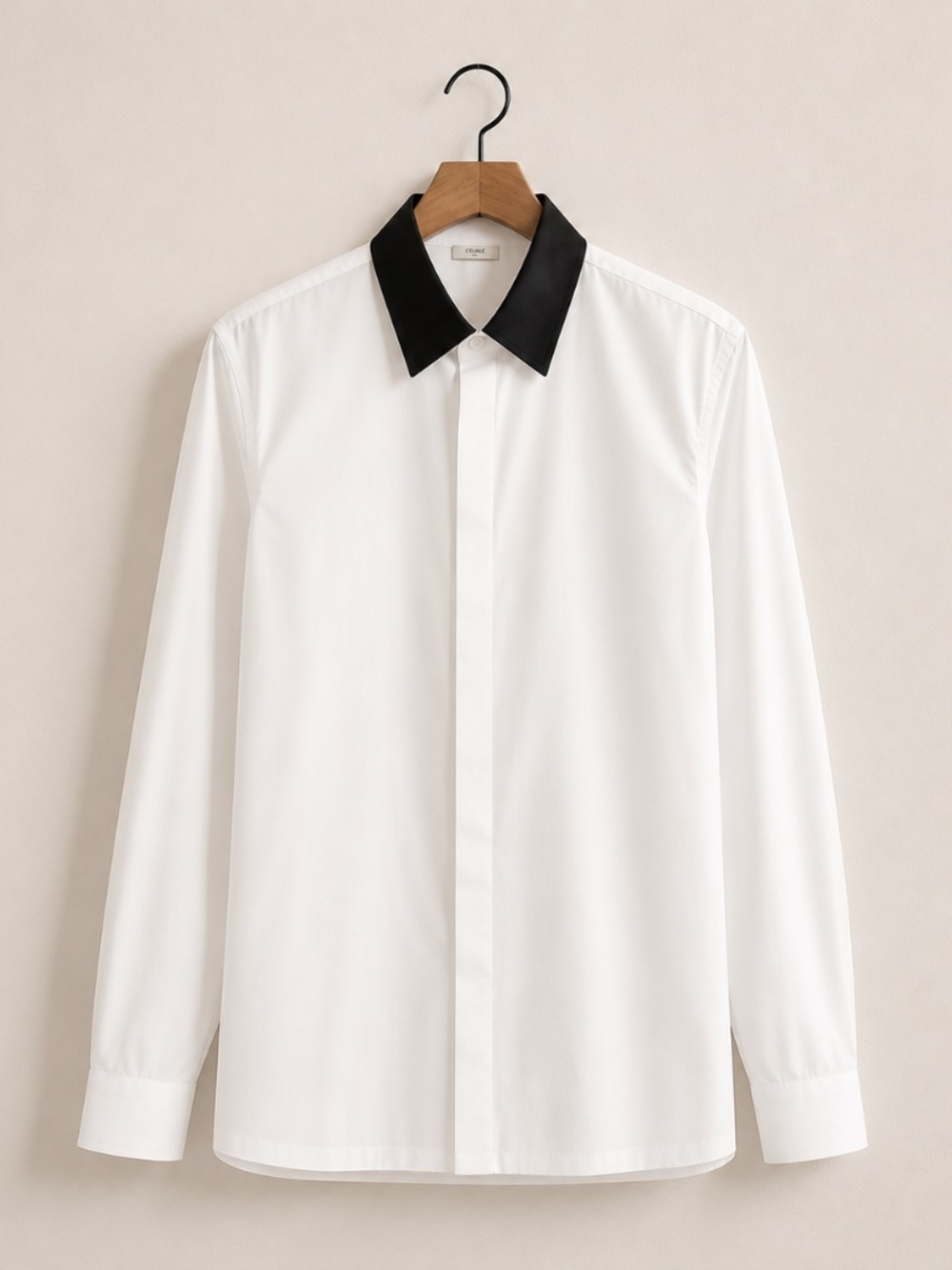 Balenciaga Paris White Shirt with Removable Black Leather Collar Size M